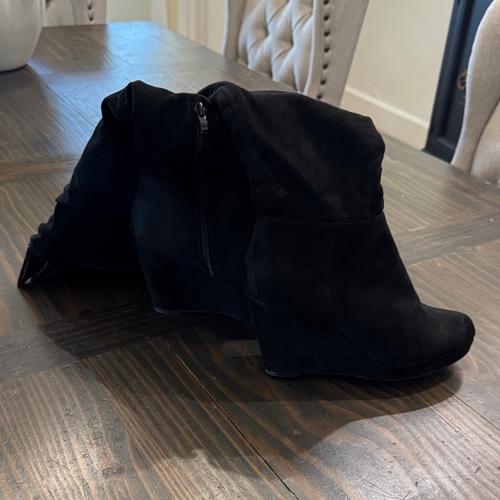 Chinese Laundry Black Over-the-Knee Wedge Boots - Women - Picture 2 of 7
